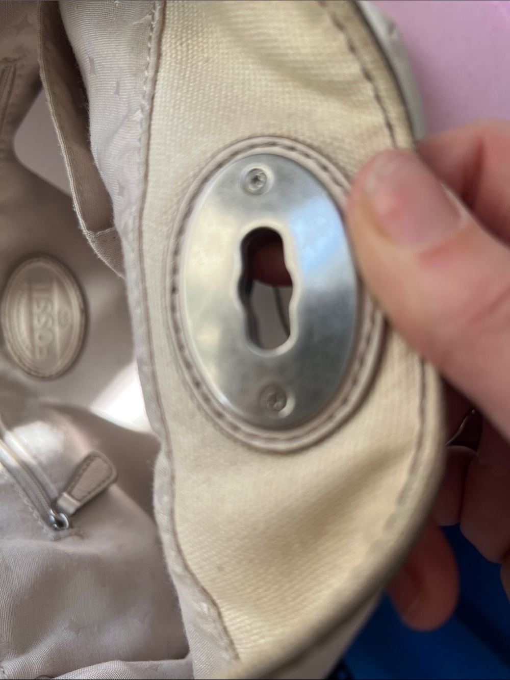 Women's Neutral Leather Shoulder Bag - Beige silver hardware - Picture 10 of 16